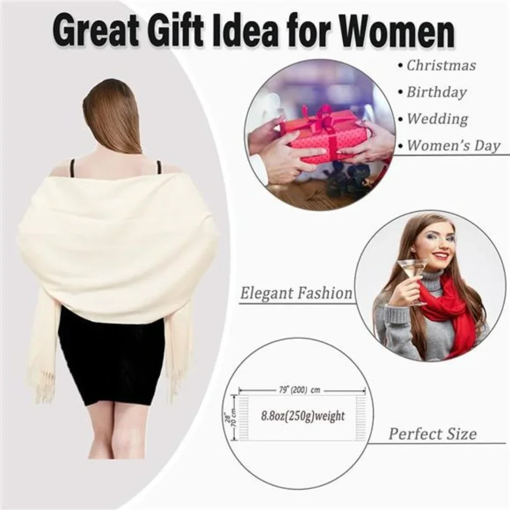 Women Shawl Wrap Scarf Pashmina Gifts Idea Wedding Christmas Birthday Large Soft